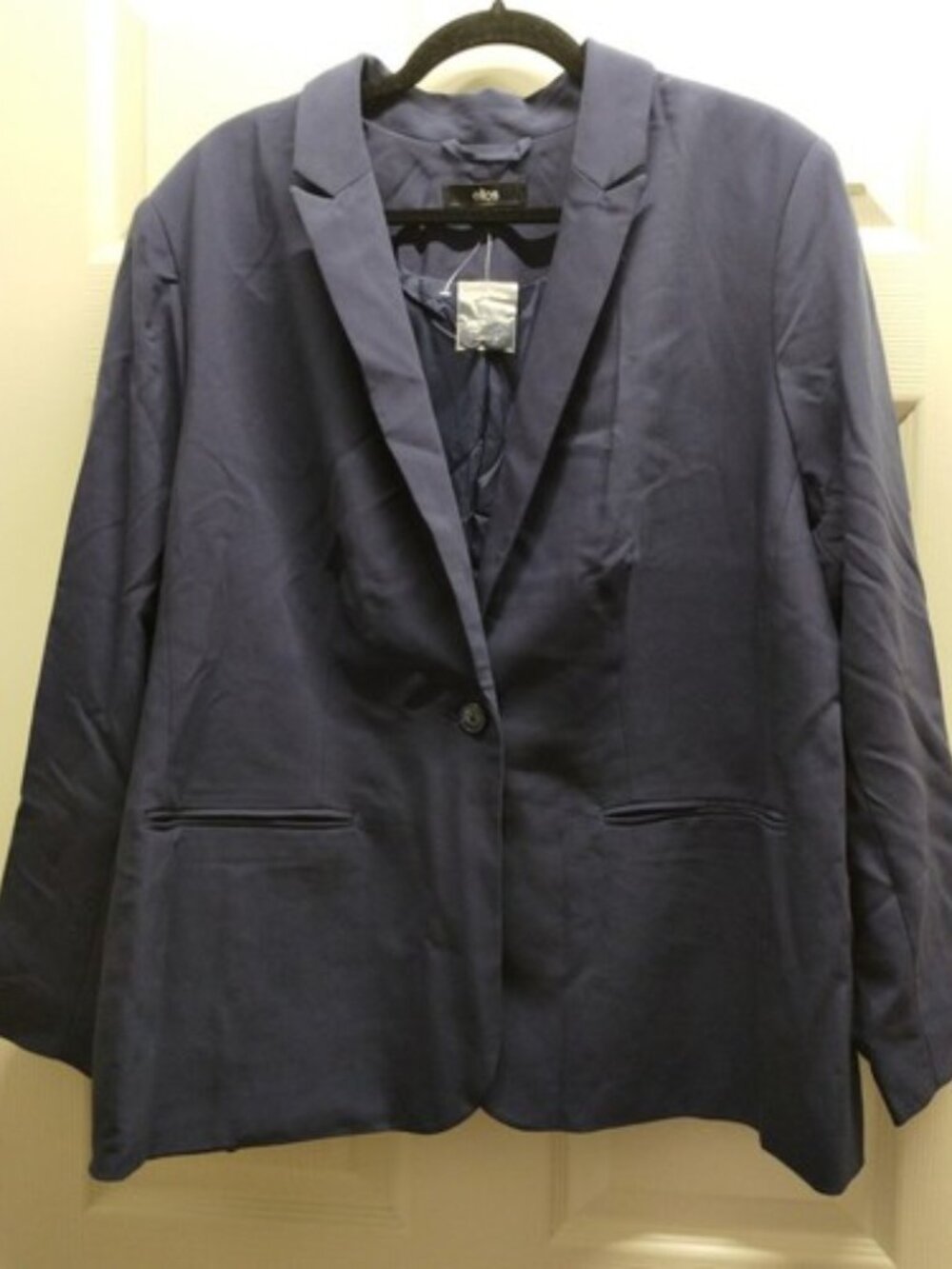 Ellos NWOT Women's Plus Size 22 Navy Blue One-Button Blazer Jacket  NWOT